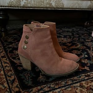 Anthropologie Blush pink suede boots